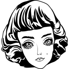 Girl with a beautiful hairstyle and a heart on her cheek