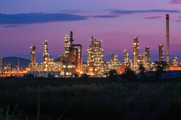 Fototapeta na wymiar Morning scene of oil refinery plant and power plant of Petrochemistry in the morning time