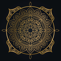 Mandala Design with Golden Ornamental Background
