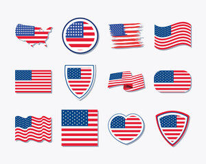 twelve usa flag icons