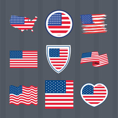 nine usa flag icons