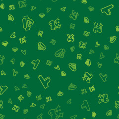 Set line Wet wipe pack, Toilet bowl and Sponge on seamless pattern. Vector