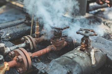 Corrosion rusty through valve tube steam gas leak pipeline