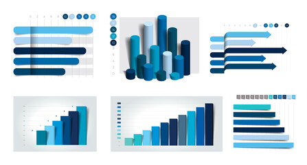 Set of charts, graphs. Simply color editable. Infographics elements. - 442530143
