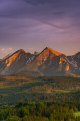 Sunset in Tatra Mountains in Poland at Summer
