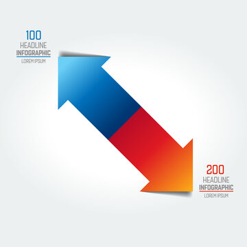 Arrows in oposite direction  infographic, chart, scheme, diagram.