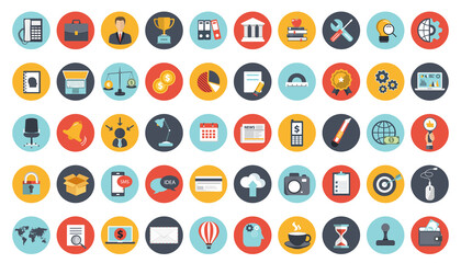 Business and management icon set for websites and mobile applications. Flat vector illustration