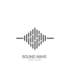 Sound wave outline vector icon. Editable stroke Sound wave equalizer