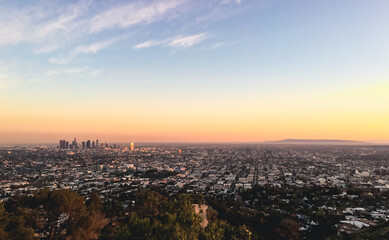 Sunset over Los Angeles Skyline