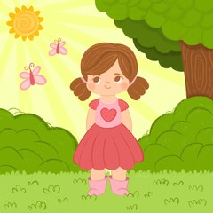 little girl with flowers