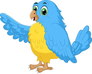 cartoon bird waving on white background