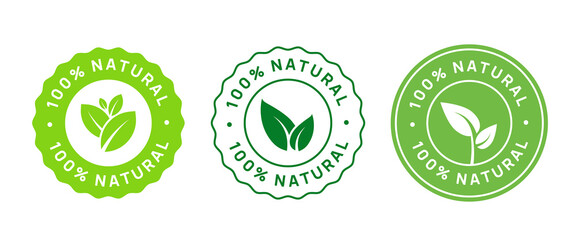 Natural Product Vector Icon Circle Sign. Healthy Food Emblem. Organic food Badge.
