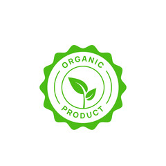 Organic Product Emblem Icon Sign. Natural Food Label Badge.