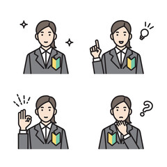 新入社員の上半身アバターセット　女性ビジネスパーソン