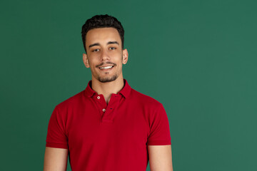 Fototapeta premium young male portrait isolated over studio background with copyspace