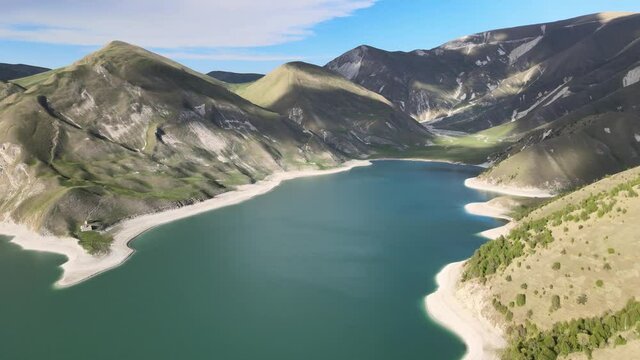 Top view of a mountain lake