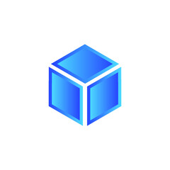 Blue hexagon geometric logo badge for business, technology company.