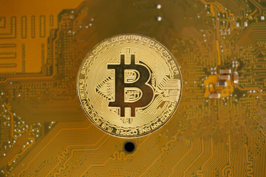 computer circuit board with coins