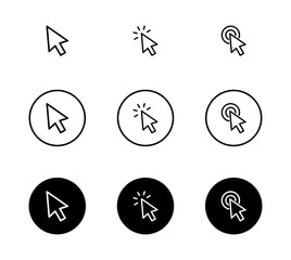 cursor arrow icon set, click icon vector	