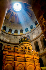 Anastasis (resurrection) Rotunda over Edicule. A stone edicule encloses the sepulchre where Jesus...