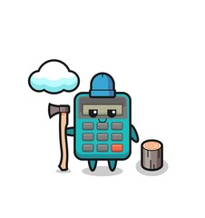 Character cartoon of calculator as a woodcutter