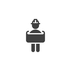 Architect man with blueprint vector icon