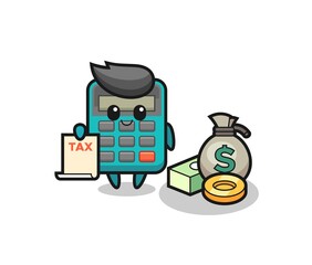 Character cartoon of calculator as a accountant