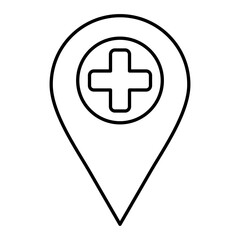 Vector Hospital Location Outline Icon Design