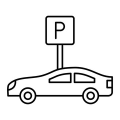 Vector Car Park Outline Icon Design