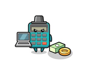 Mascot Illustration of calculator as a hacker