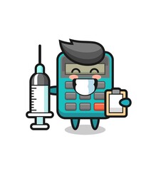 Mascot Illustration of calculator as a doctor
