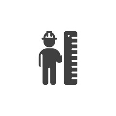 Engineer with ruler vector icon