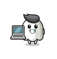 Mascot Illustration of ghost with a laptop