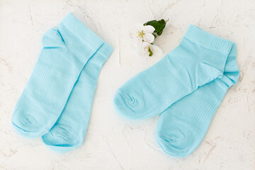 Two pair of women socks on white background.