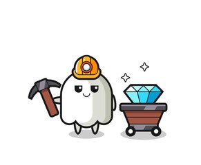 Character Illustration of ghost as a miner