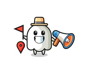 Character cartoon of ghost as a tour guide
