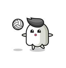 Character cartoon of ghost is playing volleyball