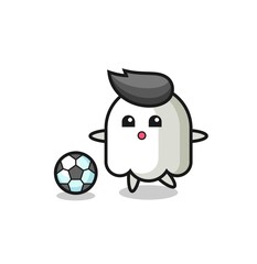 Illustration of ghost cartoon is playing soccer