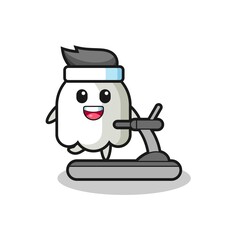ghost cartoon character walking on the treadmill