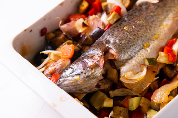 Trout with ham. Traditional tapa from the north of Spain.