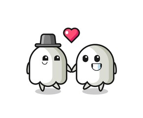 ghost cartoon character couple with fall in love gesture