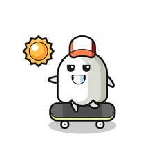 ghost character illustration ride a skateboard