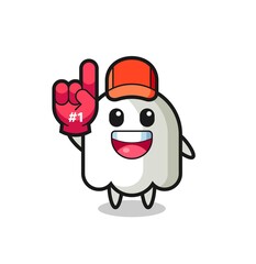 ghost illustration cartoon with number 1 fans glove