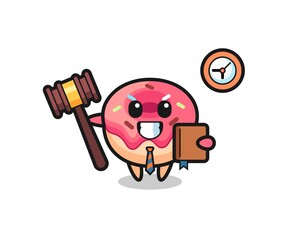 Mascot cartoon of doughnut as a judge