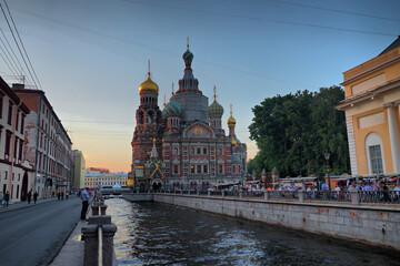 Obraz premium Sunset over the Church of the Savior on Spilled Blood