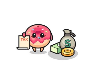 Character cartoon of doughnut as a accountant