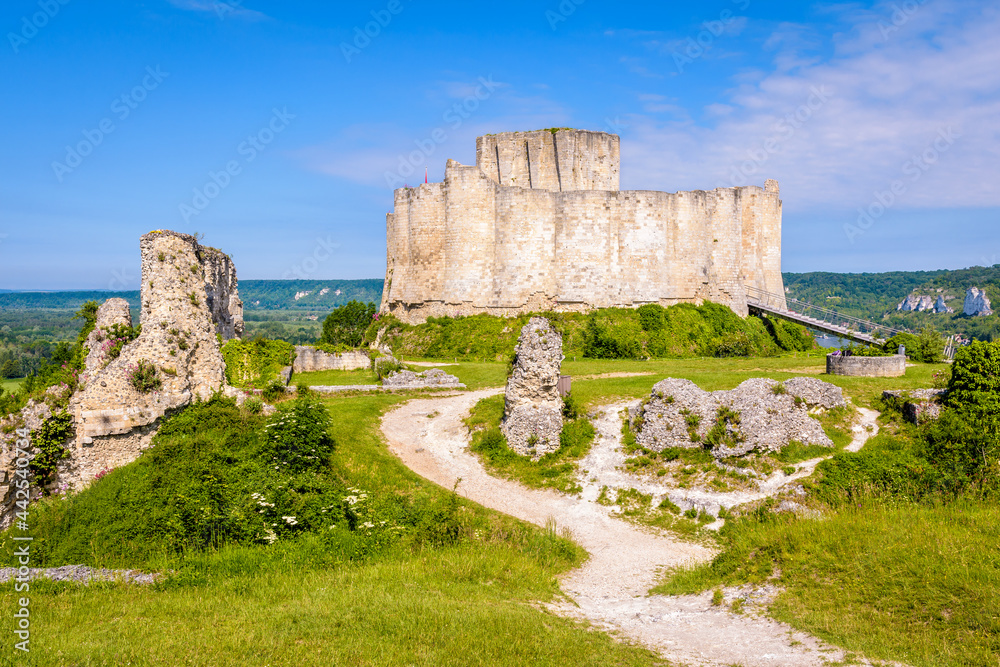 Wall mural inner wall and keep of château-gaillard medieval fortified castle in normandy, france