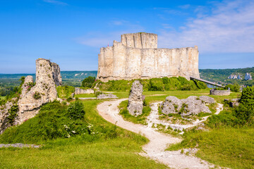 Fototapeta na wymiar Inner wall and keep of Château-Gaillard medieval fortified castle in Normandy, France