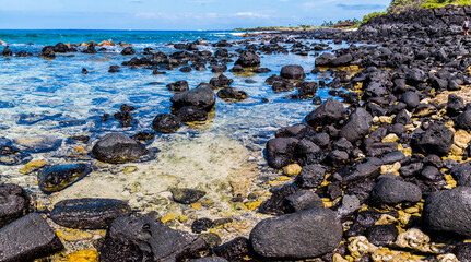 Tide Pools Formed In Ancient Lava Flows Near Wawahiaa Point, Honokohua National Historic Park, Hawaii Island, Hawaii, USA