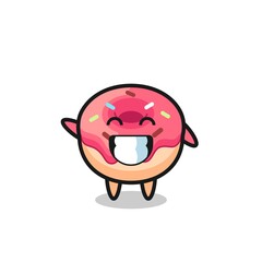 doughnut cartoon character doing wave hand gesture